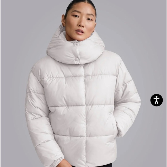 NVLT Jackets & Blazers - Anthropologie Ivory Large puffer jacket with detachable hood med & large $199